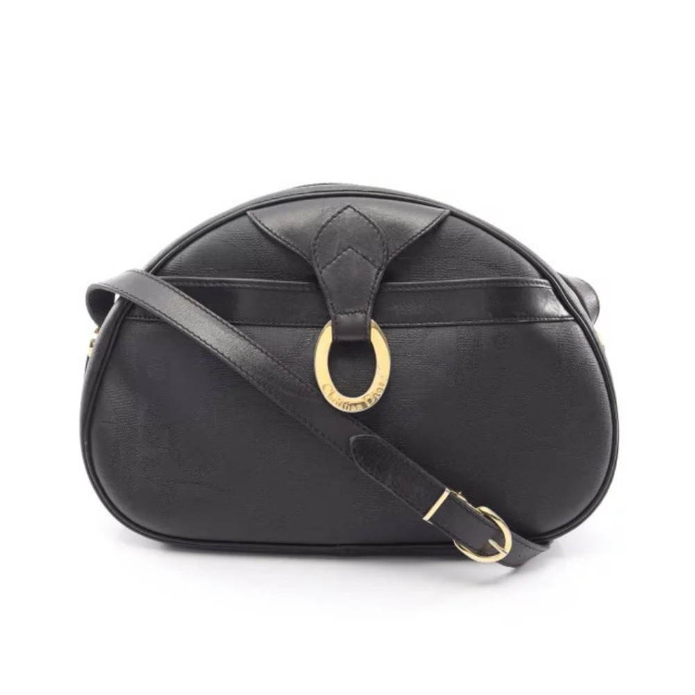 Christian Dior Trotter Shoulder Bag Canvas Leather Black